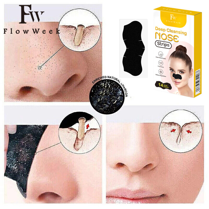 FlowWeek-mascarilla para eliminar espinillas, tiras de limpieza profunda de la nariz, eliminación de espinillas y desobstrucción de poros