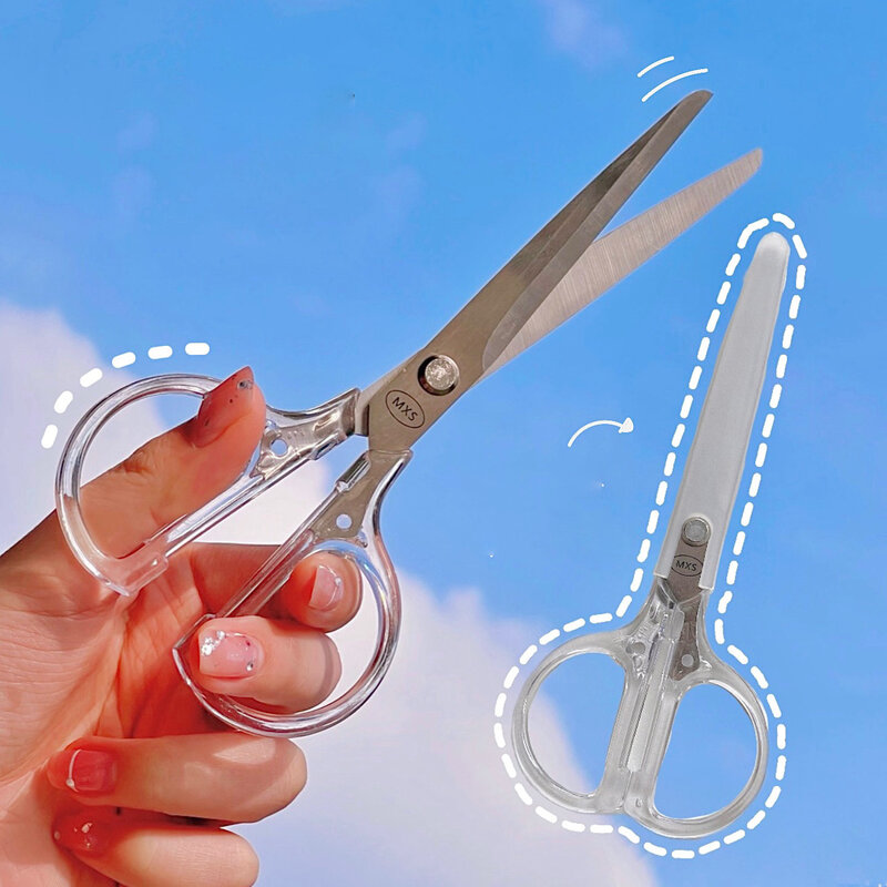 Simple Transparent Scissor Lightweight Portable Cutting Knife Student Office Multi-Functional Hand Account Cutting Tool Supplies
