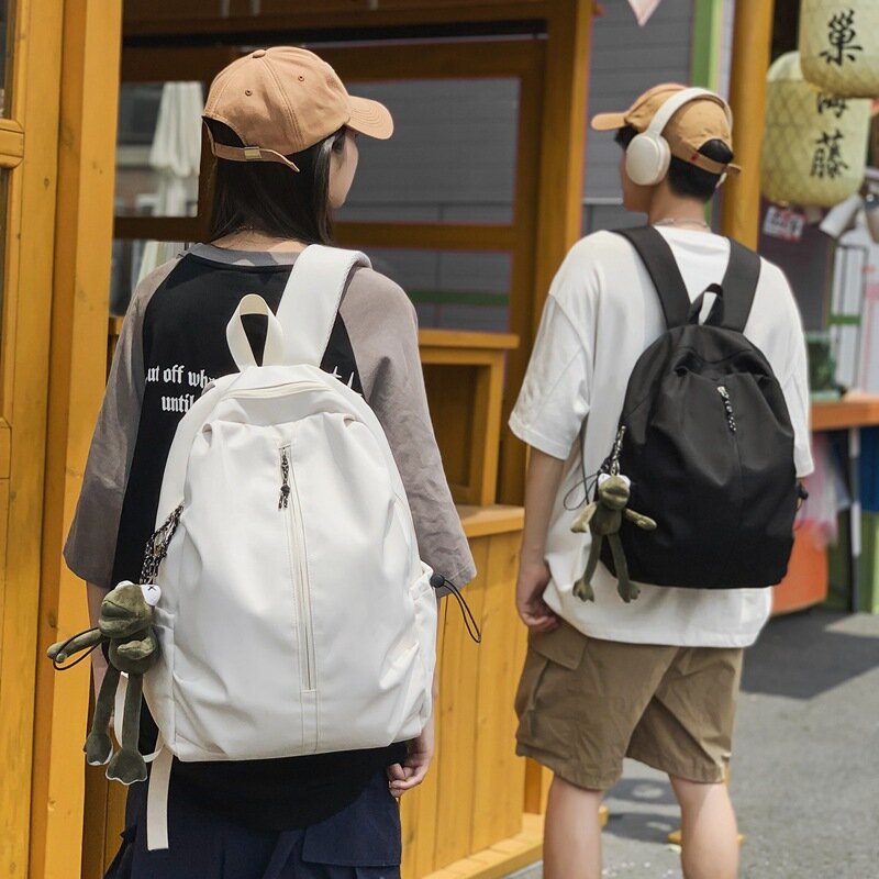 한국판 간결한 대용량 학교 백팩, 유니섹스 캐주얼 올매치 일본 스타일, 대학생용 단색