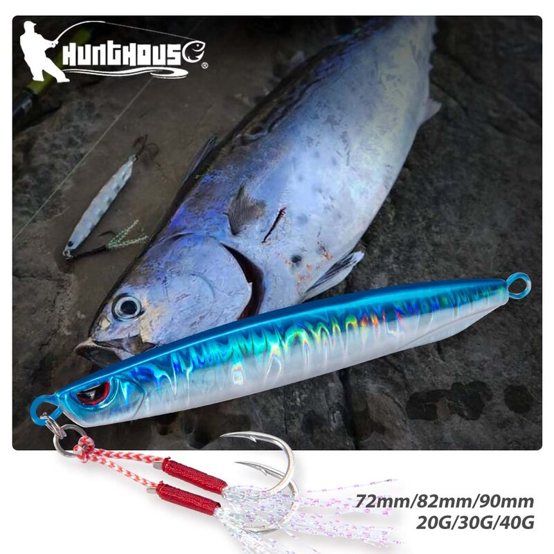 Hunthouse Super Slim SSZ Zinc Metal Casting Jig Shore Jigging Lures 20g/30g/40g Artificial Bait Fishing Tackle for Sea Bass