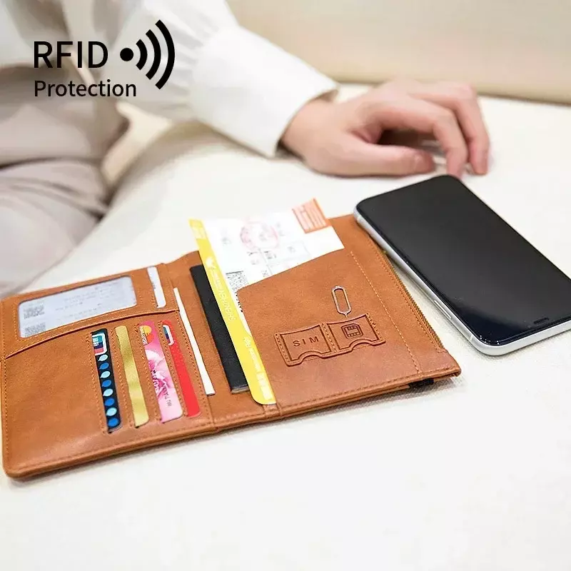 RFID ANTI Blocking sottile porta passaporto custodia da viaggio portafoglio per uomo donna Multi-funzione ID porta carte di credito accessori