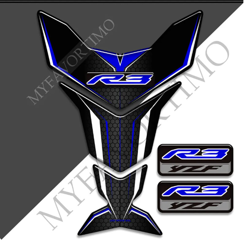 Stickers Emblem Logo Tank Pad Decals Fuel Protector Motorcycle Gas Knee Kit Fairing For YAMAHA YZF R3 YZF-R3