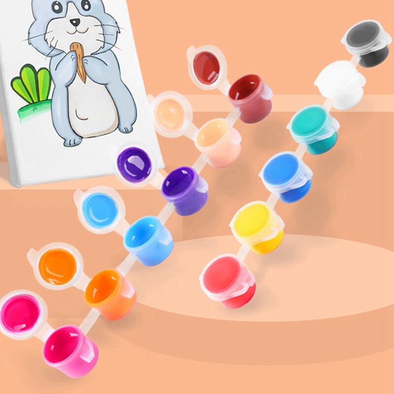 Tiras de plástico e acrílico, Pincéis de tinta artesanais para crianças, 12 cores, 1 conjunto