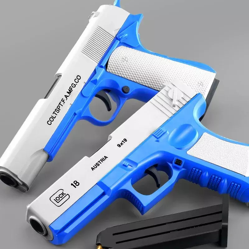 어린이 성인용 소음기가 있는 소프트 총알 장난감 총, 쉘 방출 폼 다트 권총, 사막 독수리 에어소프트 총, G17