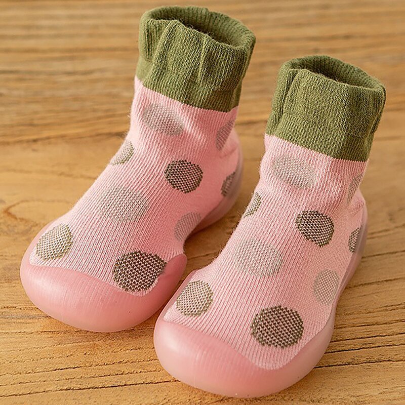 Sapatos de meias altas para o bebê, Retro Dot Mid Length Walking Shoes para criança infantil, crianças Soft Sole Socks, Big Girl Tamanho 5