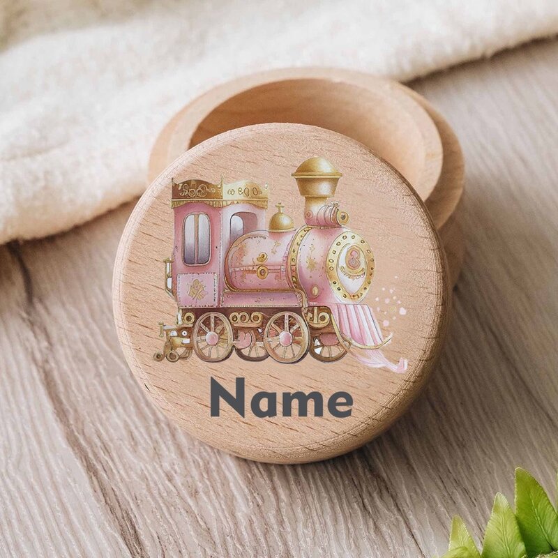 Caja de dientes de bebé grabada con nombre personalizado, caja de recuerdo de dientes, rizo Umbilical, pelo de madera, Cajas de colección, regalo de Baby Shower