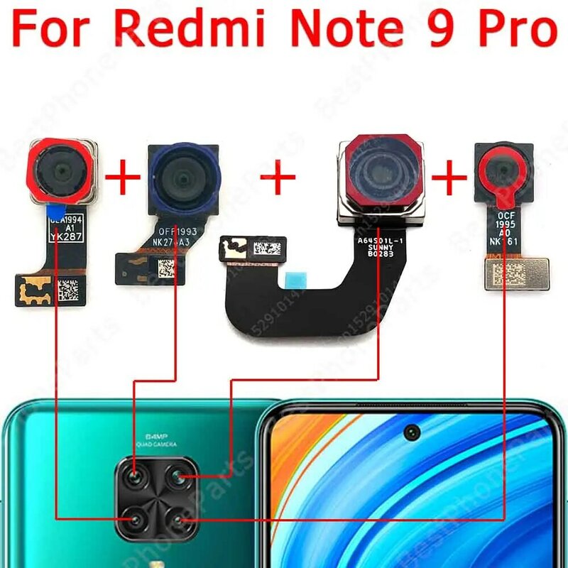 Caméra arrière pour Xiaomi Redmi Note 9 Pro, 9S, 9Pro Note9, Profondeur principale ultra large, Caméra arrière Partenaires, Pièces de rechange techniques