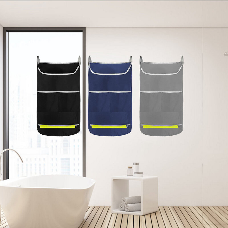Roupa suja pendurar saco grande capacidade expansível multi-bolso lavanderia cesto grande abertura banheiro saco de armazenamento de roupas