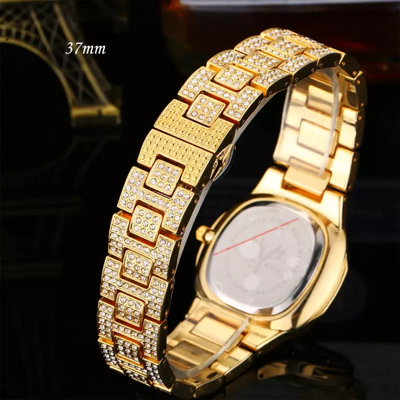 Dropshipping nuovi orologi da donna al quarzo di moda 2021 orologi da donna di lusso con diamanti orologio da donna Hip-Hop ghiacciato in oro 18 carati