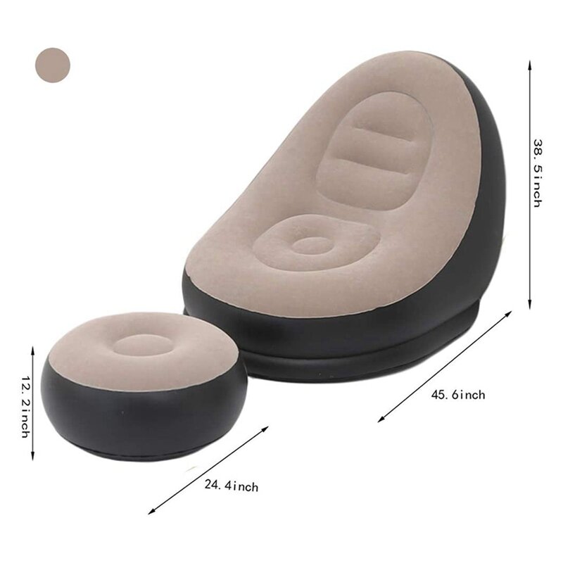 Canapé gonflable paresseux avec pédales, 2 pièces/ensemble, meubles d'extérieur épais, plage, maison, salon, loisirs