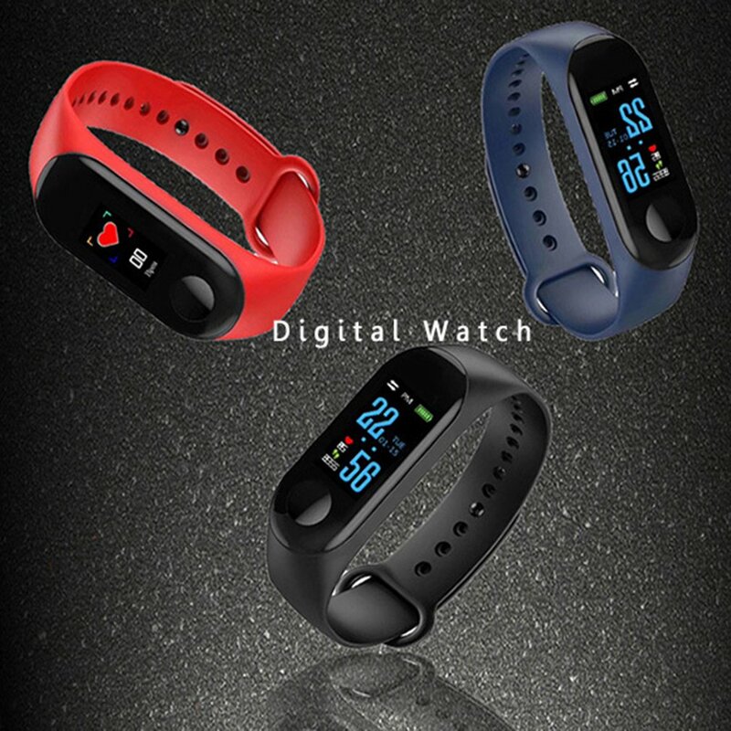 Светодиодные наручные часы для фитнеса с цветным экраном, умный Спортивный Браслет, трекер активности и бега, частота сердцебиения для мужчин