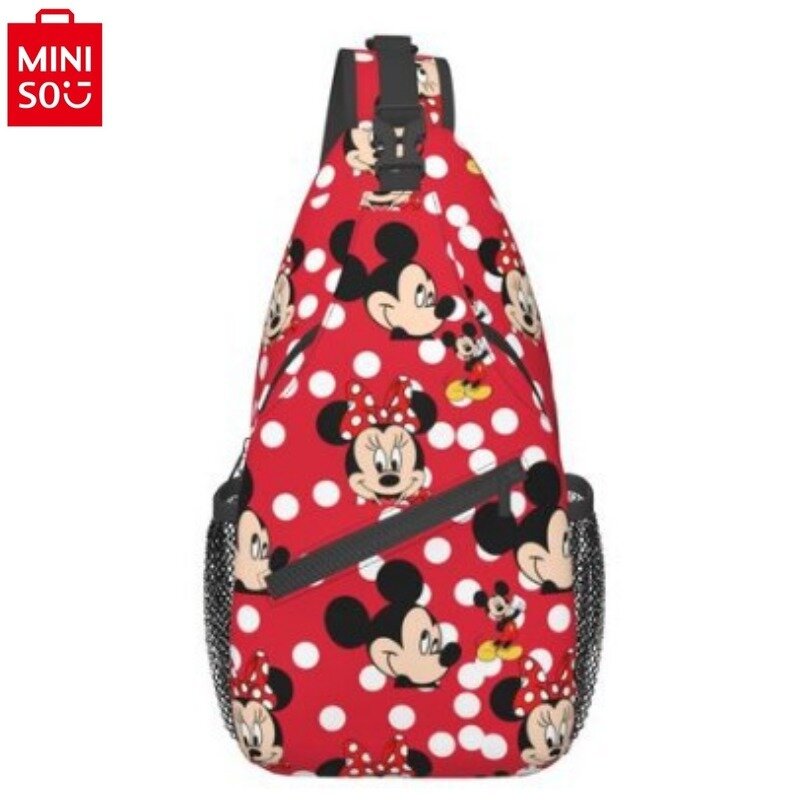 MINISO   Disney Mickey Stitch Large Capacity Storage Cycling Bag Couple Anti Splashing Multi functional Lightweight Chest Bag