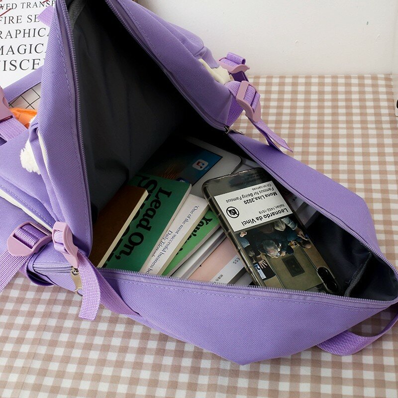 Набор женских рюкзаков Kawaii, модный рюкзак для старшей школы, Холщовый школьный рюкзак для девочек-подростков, школьные рюкзаки на плечо для ...