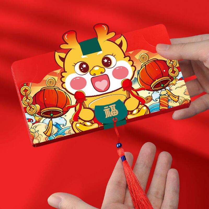 Cartoon Dragon Envelope Dragon Year Cash Bag 2024 Year of Dragon Cartoon Dragon Folding Envelope with Tassels Celebrate Chinese