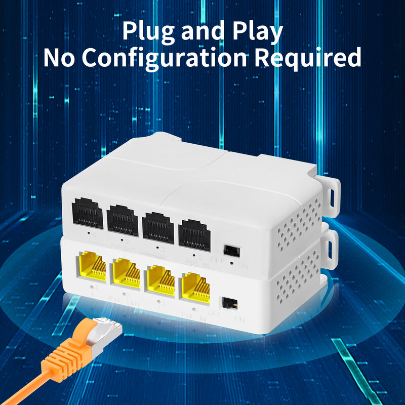 Repetidor de comutador de rede Gigabit, Poe Extender, 4 portas, 100 Mbps, 1000Mbps, 250M,1in, 3 out,IEEE802.3AT, AM, POE, NVR, IP, câmera, AP