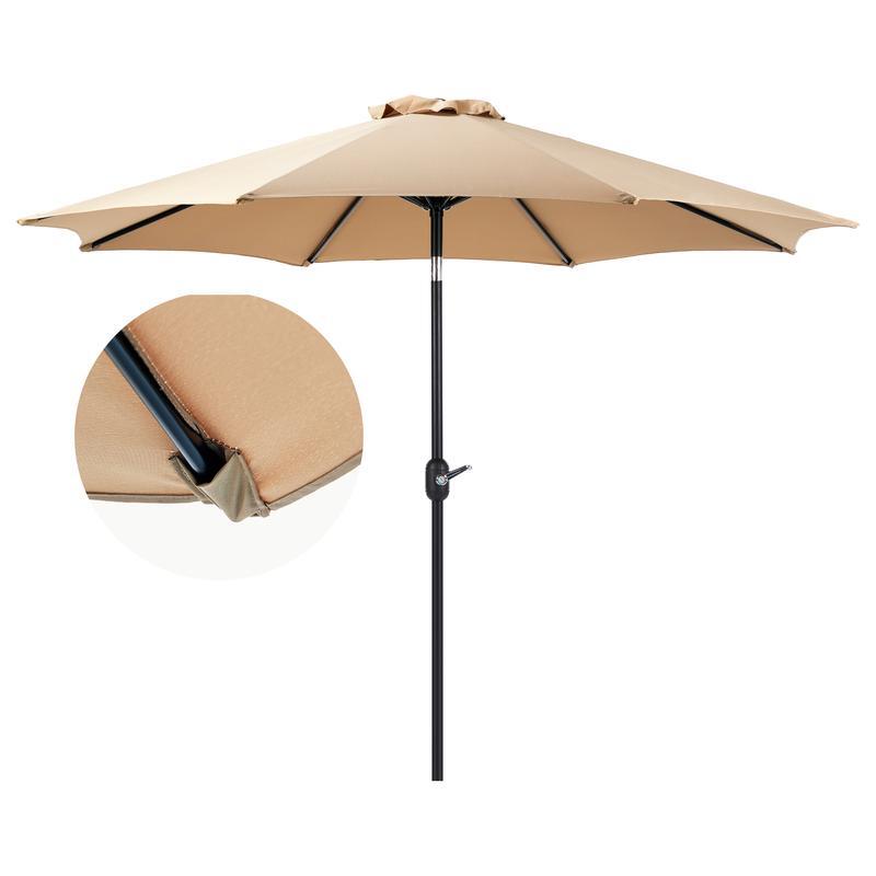 9FT Patio Umbrella with Push Button Tilt and Crank, Outdoor Umbrella, Pool Umbrella with 8 Sturdy Ribs for Market, Terrace, Beac