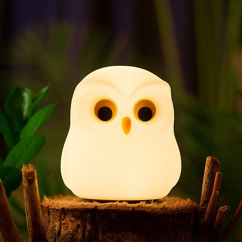 Night Light, RGB Changing Owls Night Light, Cute Silicone Owls Nightlight For Gifts, Kawaii Bedside Lamp For Sleep Aid Durable