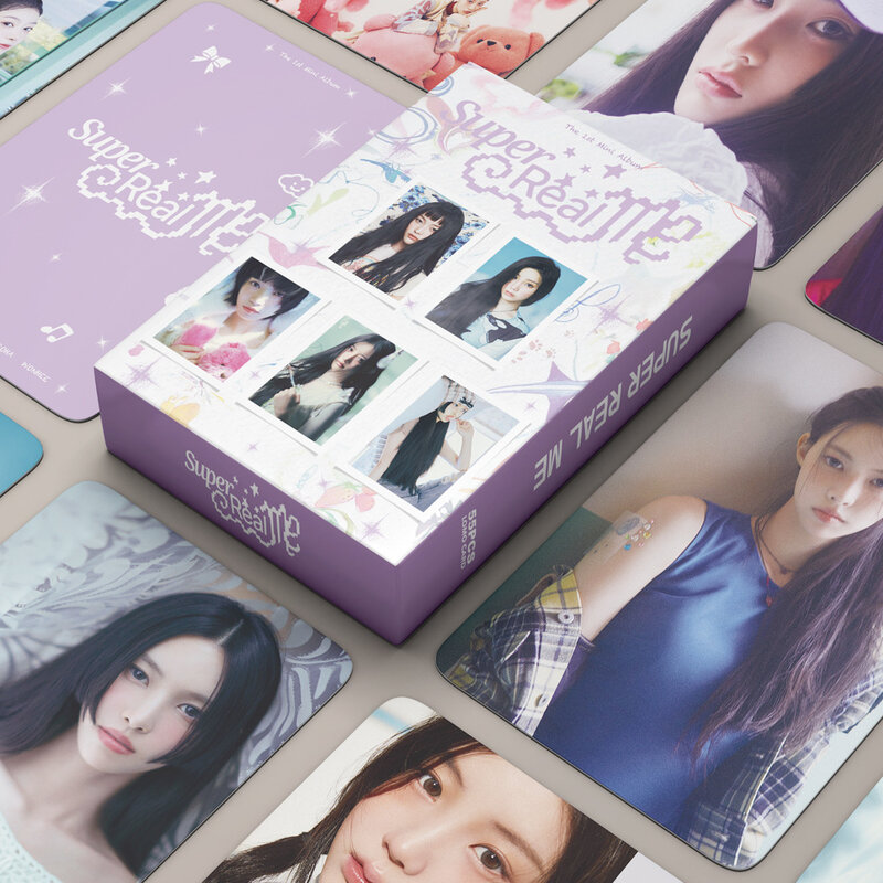 Kpop ILLIT Album SUPER REAL ME Photocards 55pcs/Set Moka Iroha High Quality HD Korean Style Coated LOMO Card Fans Collection