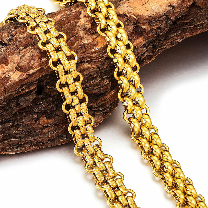 1 Meter lebar 13mm baja tahan karat berlapis emas Glossy besar tebal rantai DIY gelang kalung membuat perhiasan perlengkapan grosir