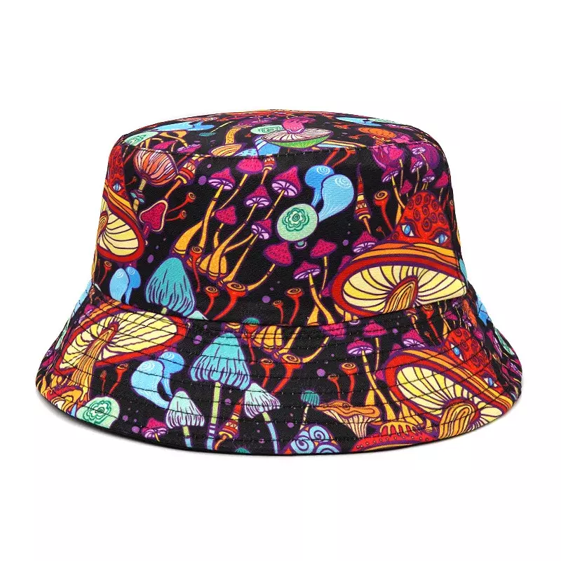 Topi Ember Pelindung Matahari Musim Panas untuk Pria Wanita Topi Panama Motif Hip Hop Gorros Topi Nelayan Memancing Sisi Ganda Mode Pakaian
