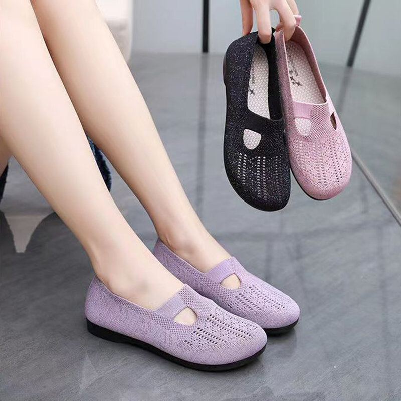 Women's Breathable Woven Sneakers Flat-Bottomed Comfortable Slip-OnShoes Gift for Christmas Birthday New Year