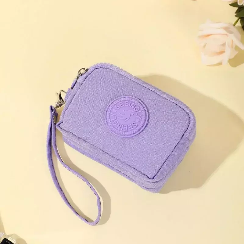 Solid Three Layers Zipper Coin Bags Purse Large Capacity Wallet Pouch Card Holder Bank ID Credit Card Keys Earphone Storage Bags