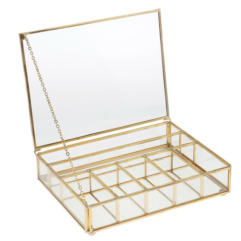 Caja de joyería con rejillas, terrario, contenedor, estuche, organizador, recuerdo de boda