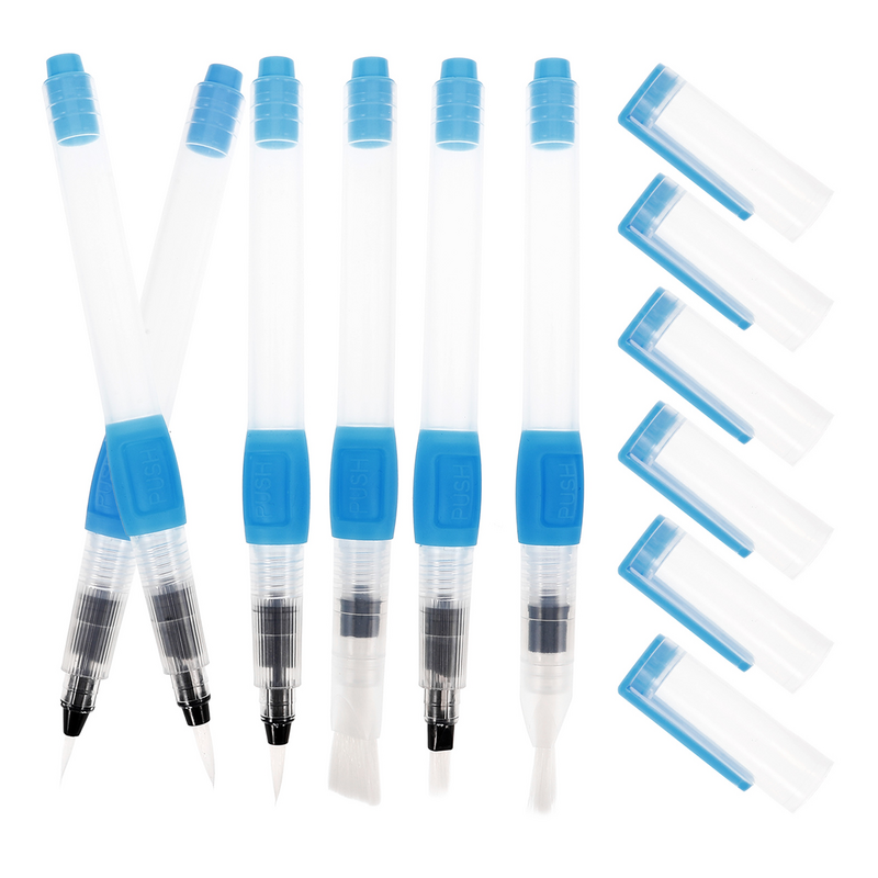 6 pezzi Paintbrushes penne ad acquerello di stoccaggio solubili in acqua portatile per principianti da colorare studente bambino