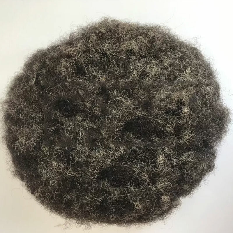 Aangepaste haarstuk afro toupet voor zwarte mannen afrikaanse 4mm 1b20% grijze kleur afro pruik 150% dichtheid toupet haarstukken