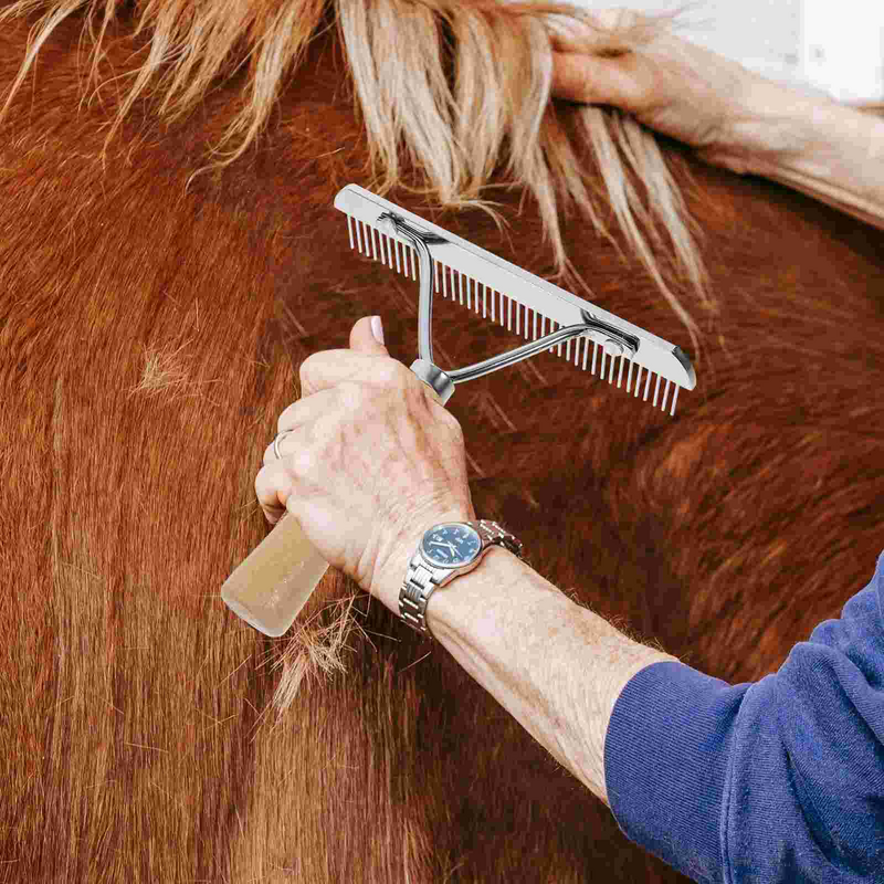 Herramienta de Deshedding para mascotas, cepillo de Metal para pelo de caballo, cepillo de limpieza para mascotas, accesorio de rastrillo para perros