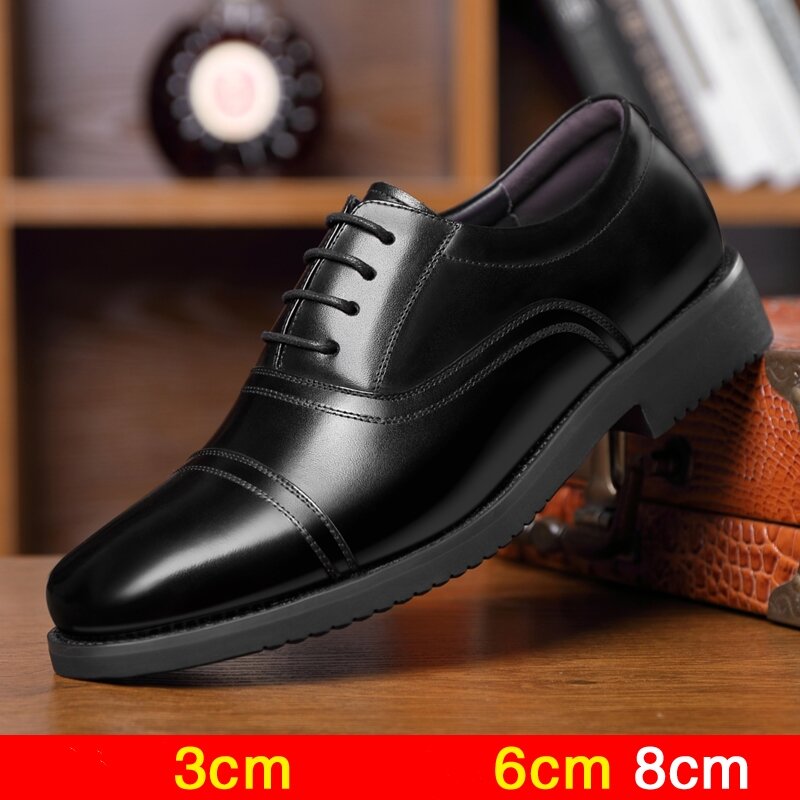 Buty na koturnie mężczyźni ubierają się w buty 3/6/8 CM męskie buty wizytowe wzrost wzrostu klasyczne luksusowe buty męskie Oxford obuwie