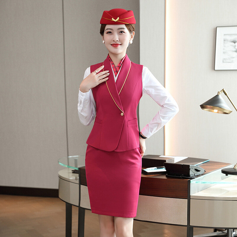 A88 hostess uniforme Hotel reception cameriera abiti da lavoro assistente di volo di fascia alta abiti da lavoro tuta professionale