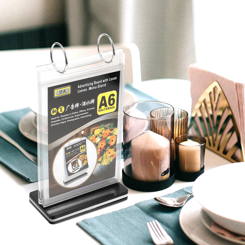 Acrílico Flip Menu Holder, titular do cartão acrílico, Pasta de plástico transparente, Preço Poster, Base de suporte do preço do supermercado