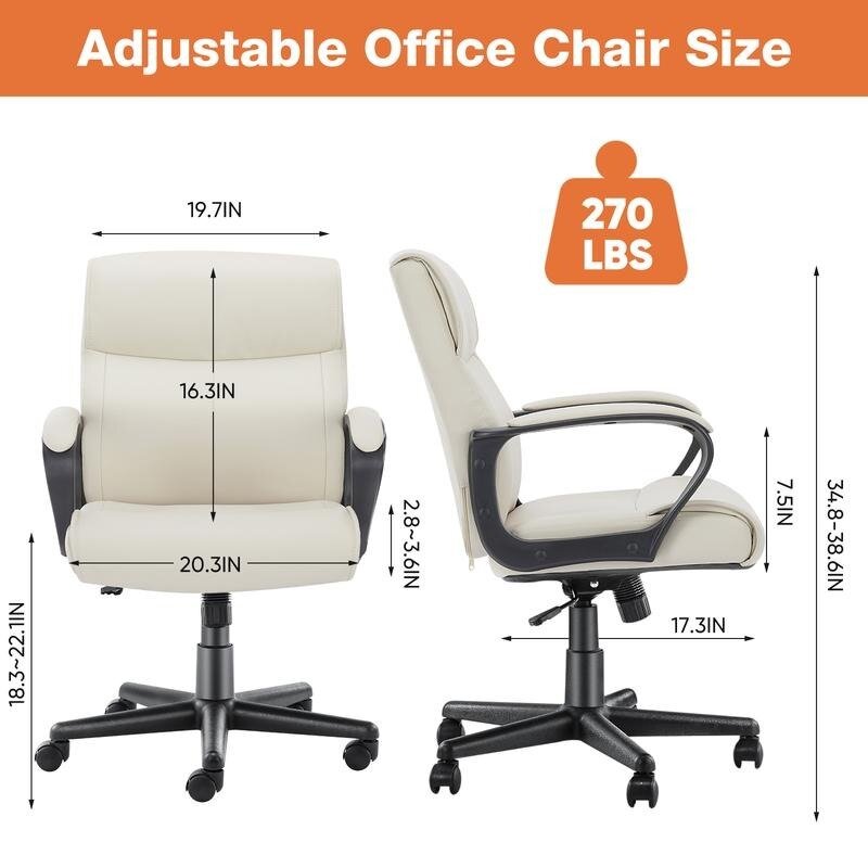 Swivel Task chair for Home and Office Adjustable Height Modern PU Leather hermanmiller chair