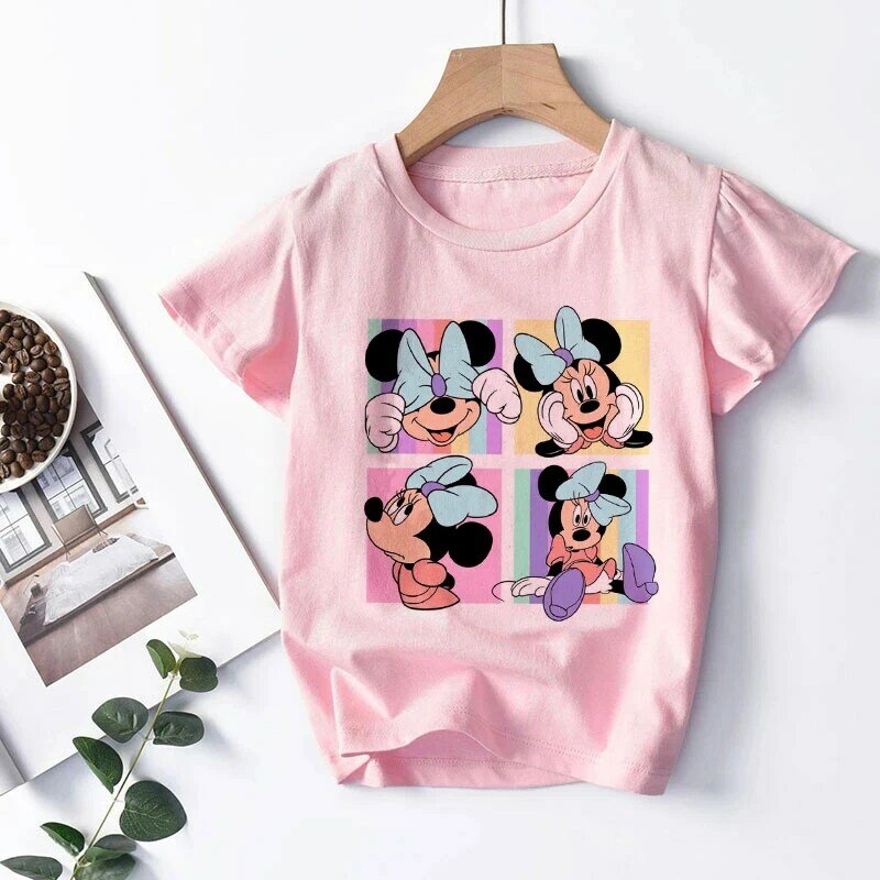 T-Shirt z motywem dziecięcym z lat 90. Dla dzieci Mickey i Minnie z koszulką Kid Girl Boy Kawaii śmieszne ubrania Kawaii Disney T Shirt