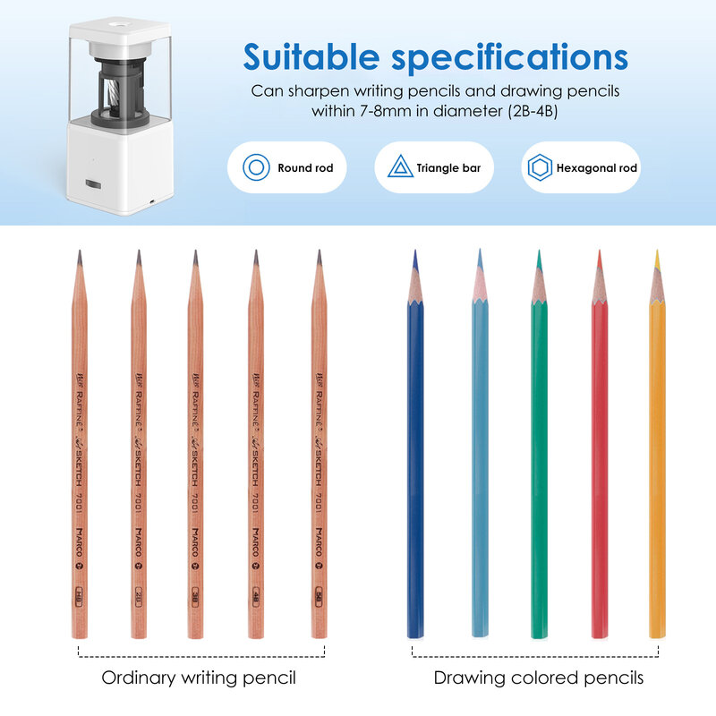 W pełni automatyczna elektryczna temperówka do ołówków, ołówek ucznia temperówka, automatyczna wielofunkcyjna temperówka