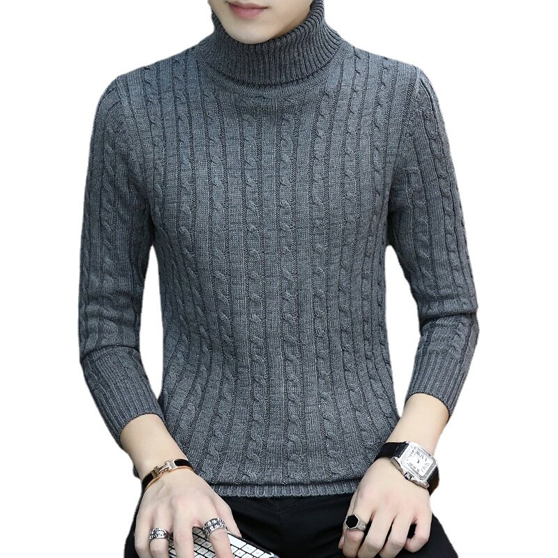 Men's Turtleneck Sweater Winter Casual  Knitted Sweater Keep Warm Fitness Men Pullovers Tops