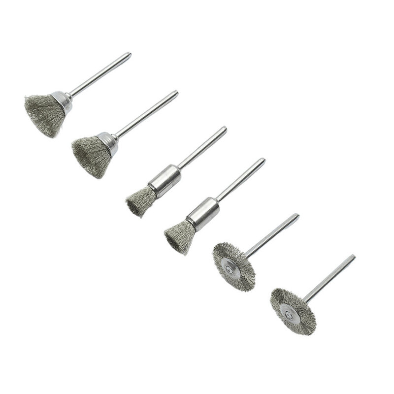Cepillo de alambre de acero inoxidable para limpieza, cabezal de cepillo recto tipo T, 12 piezas, herramientas rotativas para deshuesar y esmerilar