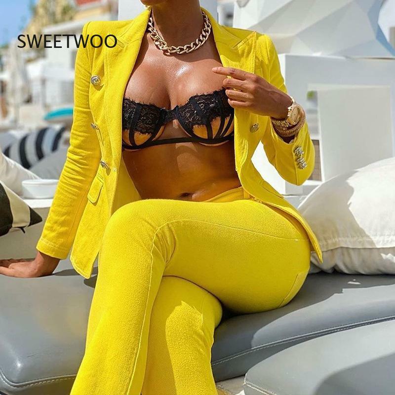 2022 Autumn and Winter New Women's Clothing Casual Suit Jacket Straight Pants Two-Piece Set for Women Fashion Tide Chic Slim Ins