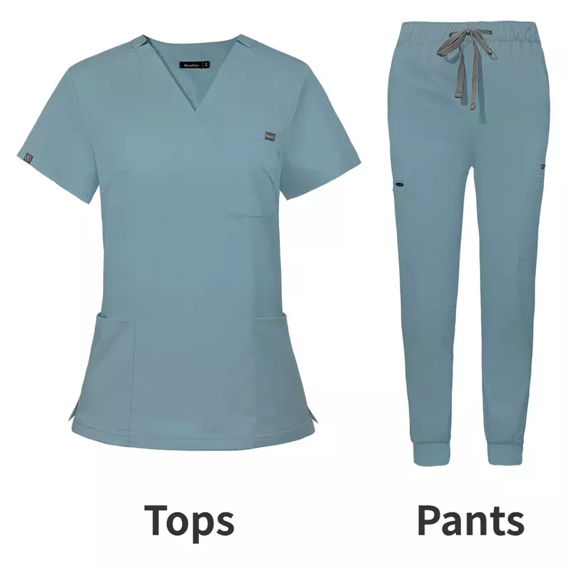 여성 병원 의사 간호 유니폼, 캐주얼 반팔 브이넥 조거 슈트, 간호사 약국 작업 의료 유니폼, 도매