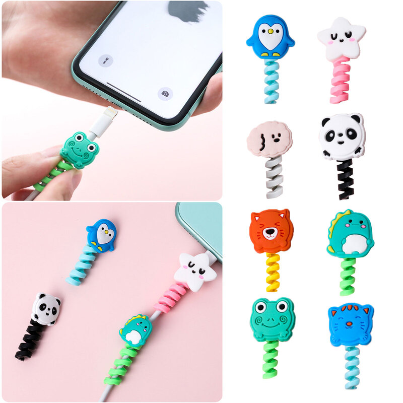 3 Pcs Data Line Cute Cartoon Animal Cord Protect Sleeve Durable Wear-resistant Cable Protector Cover Charger Cord Winder Stable