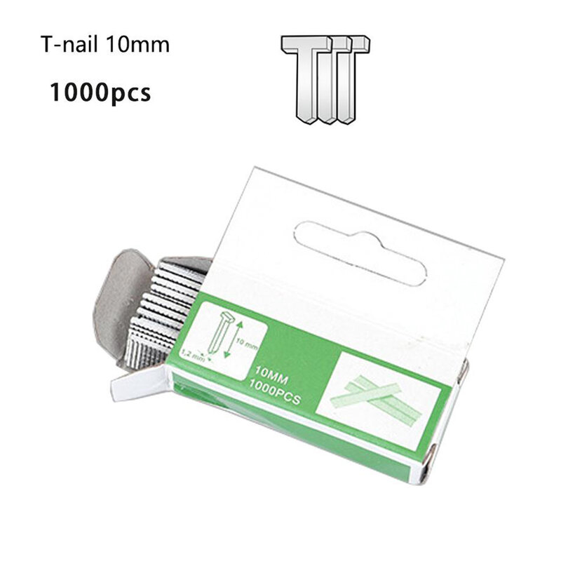 Ferramentas de aço durável em forma de T Staples Nails, Embalagem Doméstica, Forma em T, Madeira, Móveis, 12mm, 8mm, 10mm, DIY, 1000Pcs