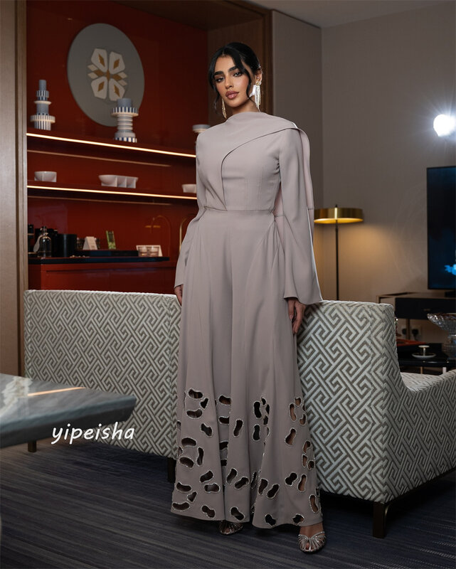 Бальное платье, вечернее платье из джерси Саудовской Аравии с оборками, Пляжное ТРАПЕЦИЕВИДНОЕ ПЛАТЬЕ с высоким воротником, платья средней длины на заказ