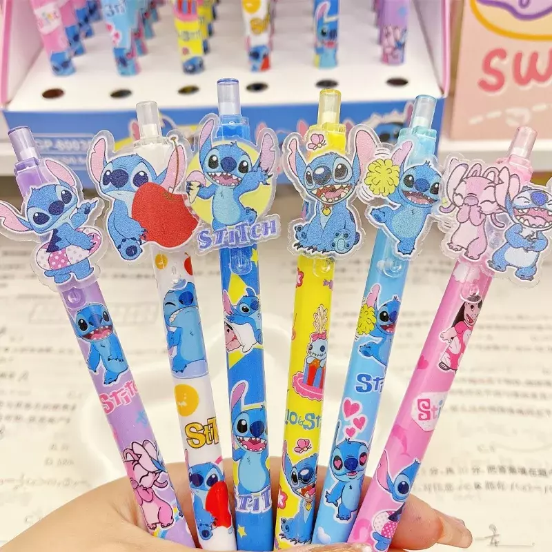 Disney 12-48 gel pens cartoon stitch press gel pens 0.5 black store stationery supplies students with school supplies gift pens