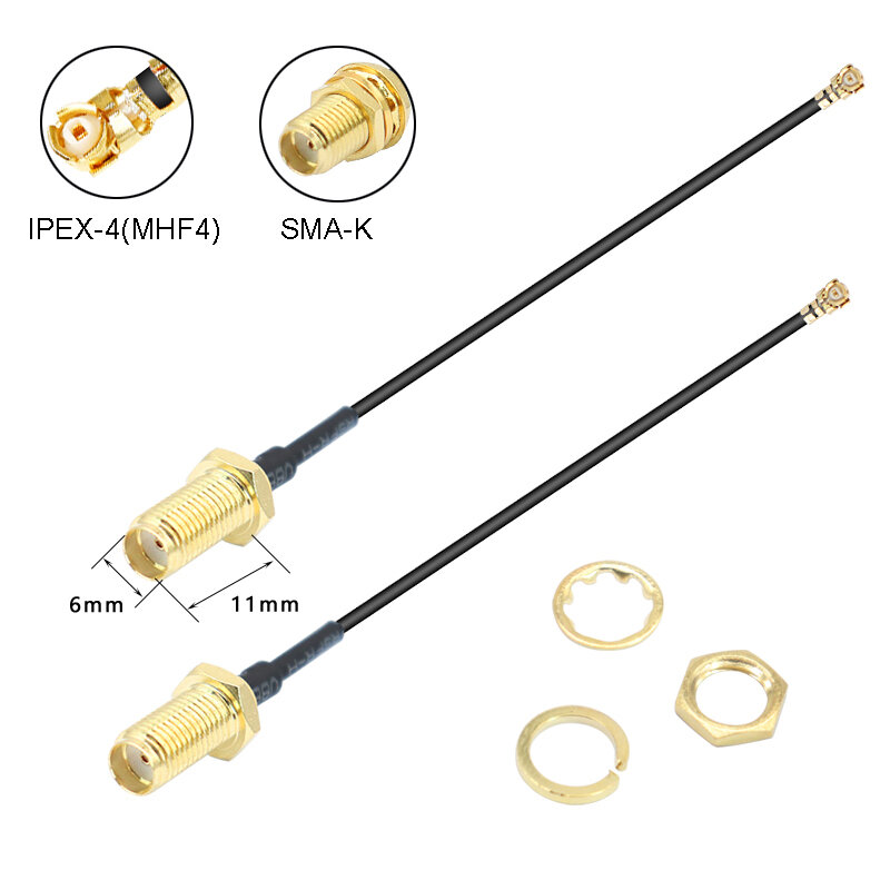 Cable conector SMA hembra a IPEX4 IPX4 MHF4 a SMA hembra RF1.13 antena rg0.81 mm ensamblaje de Cable RP-SMA-K