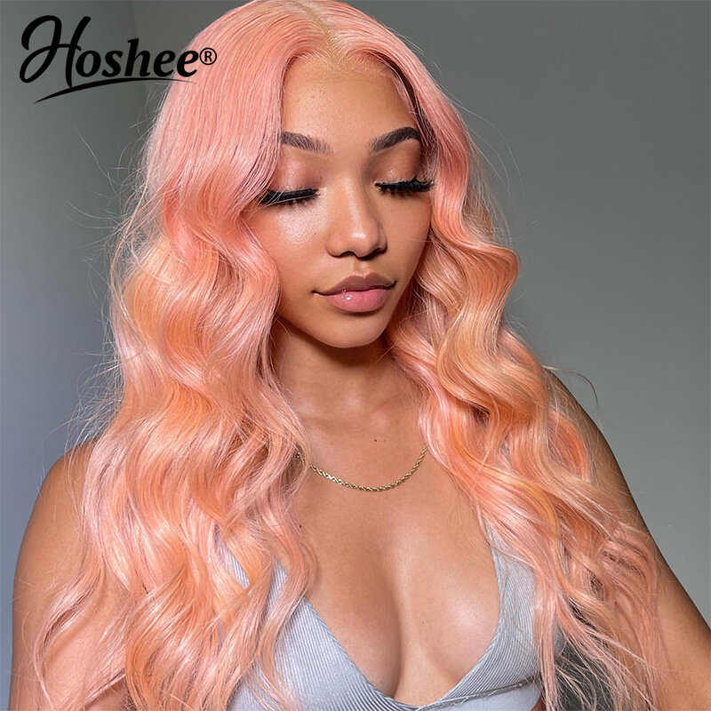 Natural Body Wave Pink Colored 13x4 Lace Front Human Hair Wig Model Length Brazilian Frontal Wigs On Sale For Black Woman
