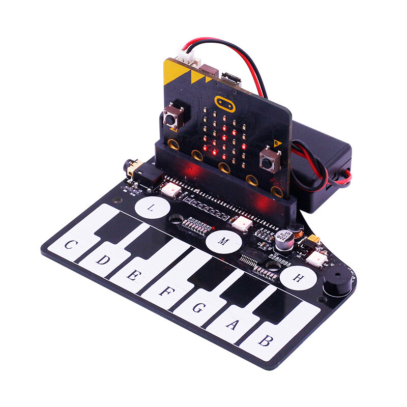Scheda di espansione Microbit con cicalino e pulsanti a sfioramento Kit pianoforte elettronico riproduci musica giocattolo programmabile educativo per bambini