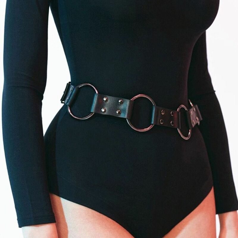 Cinturón con anillo circular para mujer, cadena de cintura, estilo Hip Hop, gótico, Punk, moda Vintage
