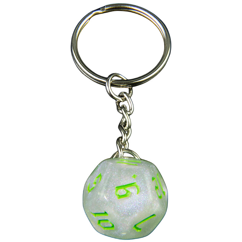 Glitter Dice Keychain Board Game Souvenirs D12 Keyring for Pouch Bag Wallet Pendant, Perfect for Board Game Fans