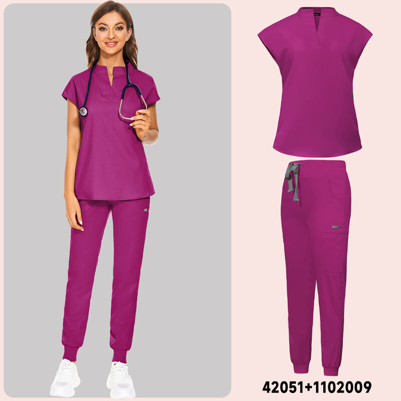 Uniformes médicos ajustados para mujeres, Tops, pantalones, accesorios para enfermeras de Hospital, clínica Dental, salón de belleza, Spa, laboratorio, ropa de trabajo